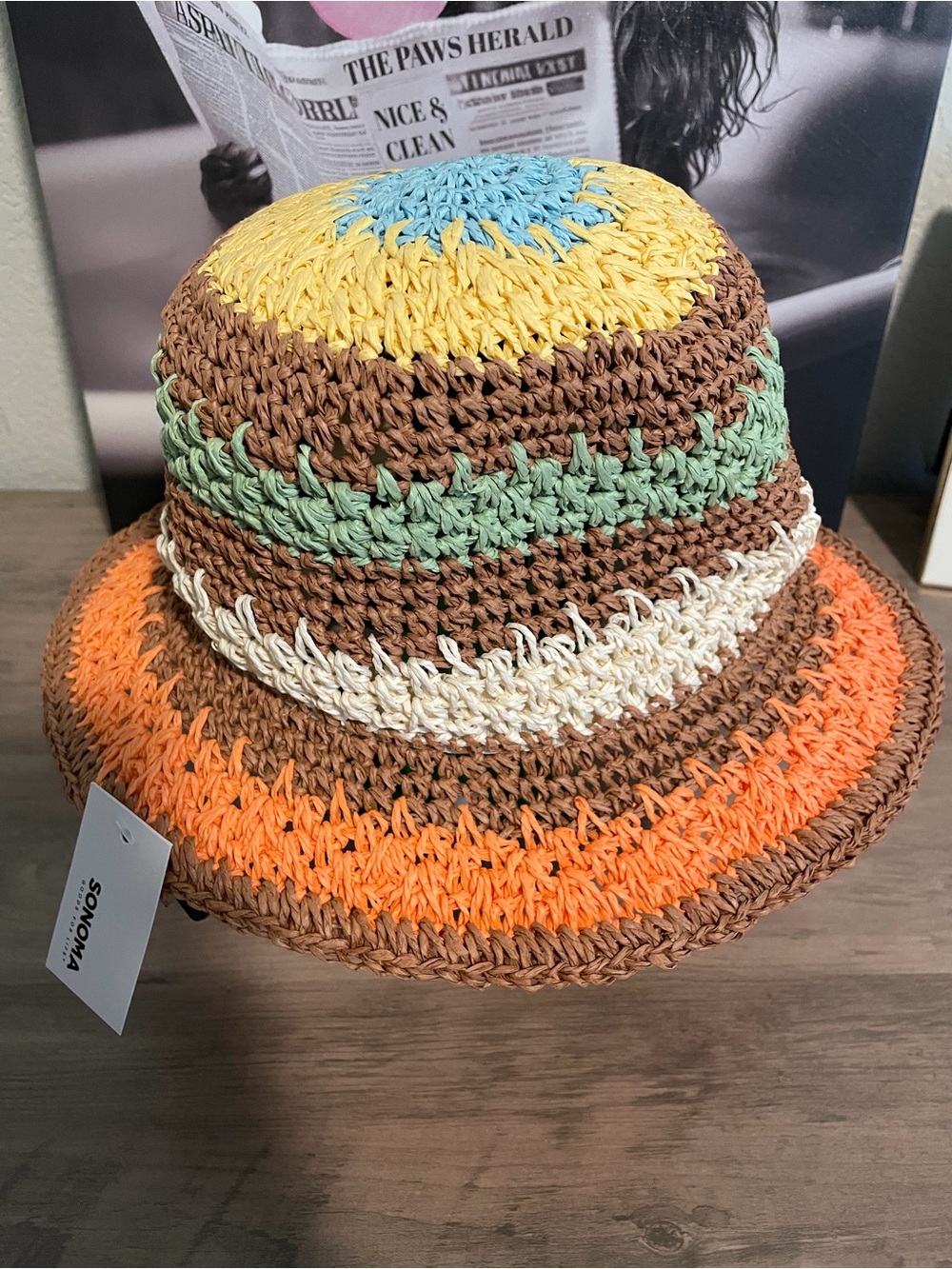 Sonoma Multicolor Crochet Bucket Hat - Brown/Orange/Yellow/Green